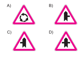 Aşağıdakilerden hangisi ana yol – tali yol kavşağını bildiren trafik işaret levhalarından biri değildir?