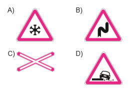 Aşağıdaki trafik işaretlerinden hangisi yolda gizli buzlanma olabileceğini bildirir?